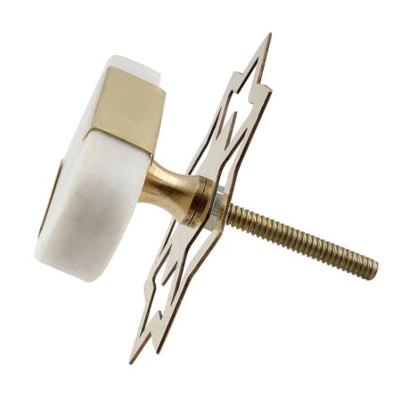 White Oval Golden Stone Dresser Knobs